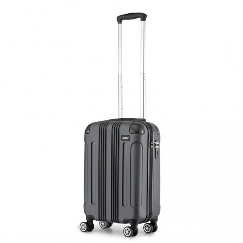 Start2Finish Kono 19-inch grey ABS lightweight hard shell cabin suitcase with built-in handle and wheels for travel.