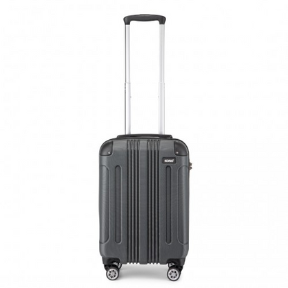 Grey Kono 19-inch ABS hard shell cabin suitcase by Start2Finish, lightweight, compact travel carry-on luggage with a sleek design.