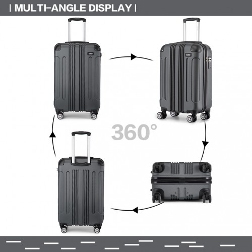 Grey Kono 19-inch ABS hard shell cabin suitcase by Start2Finish, lightweight, compact travel carry-on luggage with secure wheels.