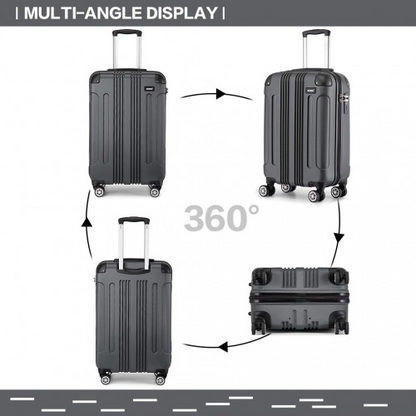 Grey Kono 19-inch ABS hard shell cabin suitcase by Start2Finish, lightweight, compact travel carry-on luggage with secure wheels.
