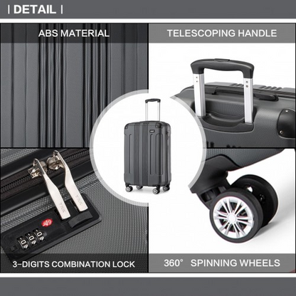 Grey Kono 19-inch lightweight ABS hard shell cabin suitcase by Start2Finish, showing its compact travel luggage design.