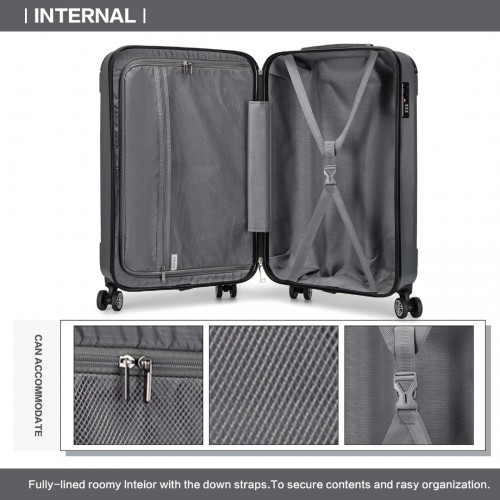 Start2Finish Kono 19-inch grey ABS lightweight hard shell carry-on suitcase with built-in wheels and telescopic handle for travel.