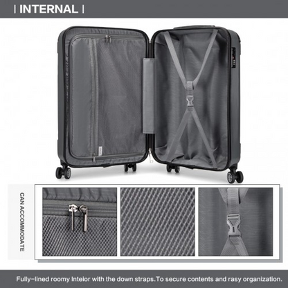 Start2Finish Kono 19-inch grey ABS lightweight hard shell carry-on suitcase with built-in wheels and telescopic handle for travel.