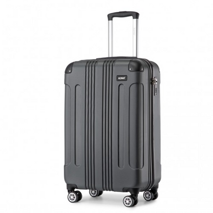Start2Finish Kono 19-inch grey lightweight ABS hard shell carry-on suitcase with four wheels and retractable handle for travel.