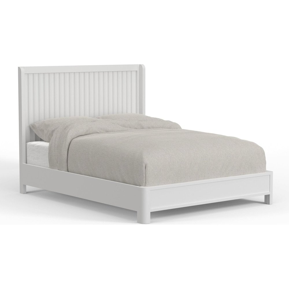 Start2Finish Stapleton Queen Panel Bed in white with a classic headboard and clean lines, showcasing its elegant bedroom design.