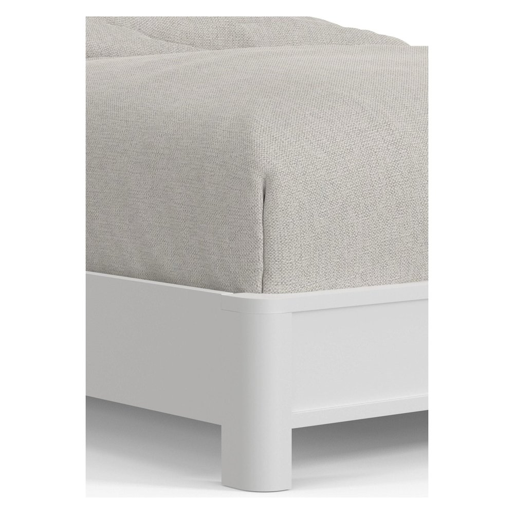 White Stapleton Queen Panel Bed by Start2Finish featuring a classic design with a sturdy frame and panel headboard.