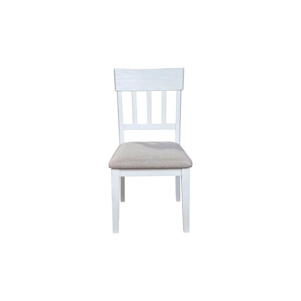 Set of two white Donham side chairs by Start2Finish, featuring modern design with sleek legs and comfortable seating.