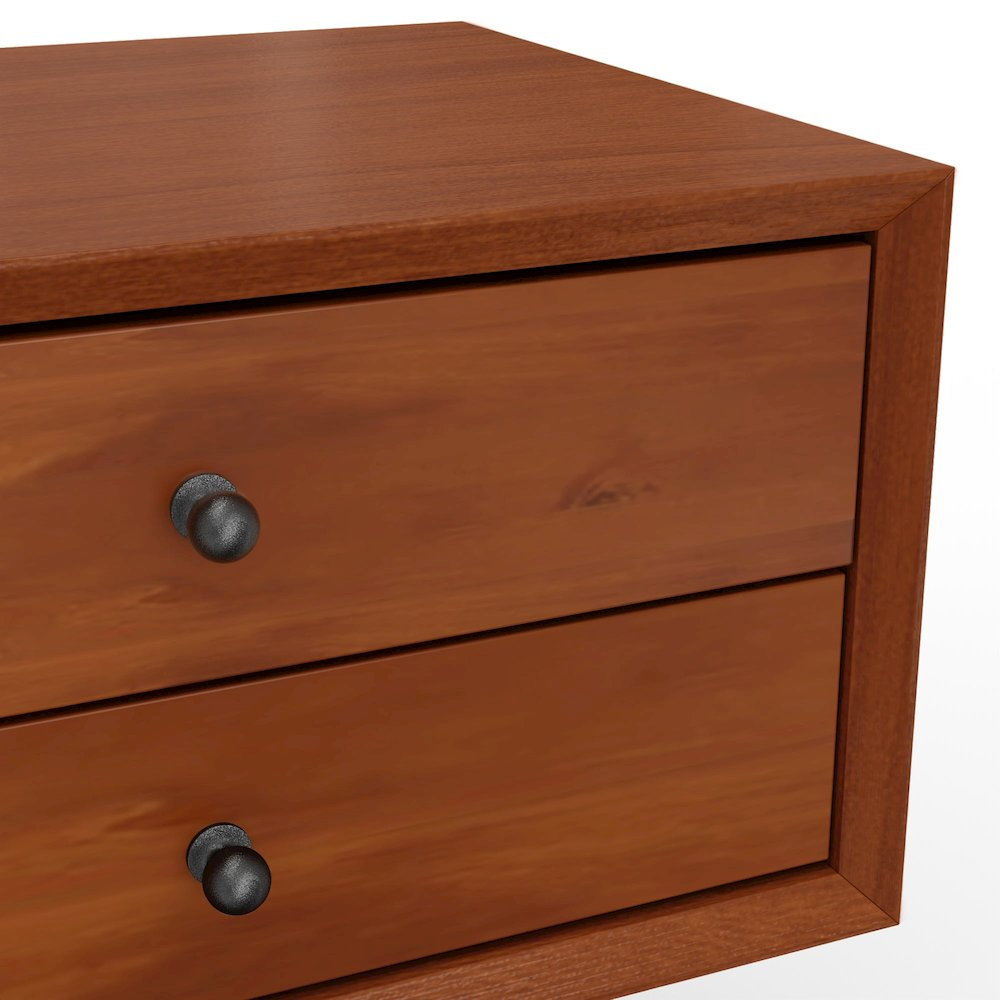 Flynn Small Nightstand in Acorn wood finish by Start2Finish, featuring a compact design with a drawer and open shelf.