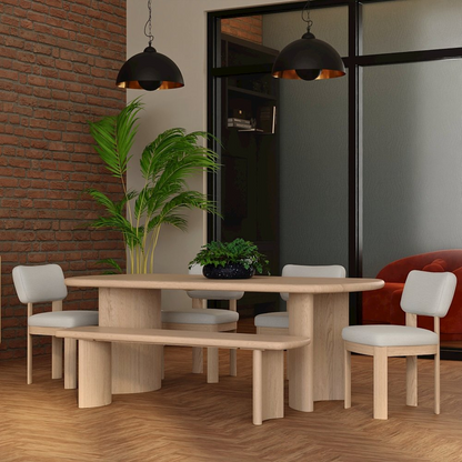 Pair of Gabrielle Side Chairs by Start2Finish in light oak finish, featuring sleek wooden frames and comfortable seating.