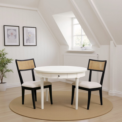 Set of two Oscar side chairs by Start2Finish with sleek modern design and wooden legs.