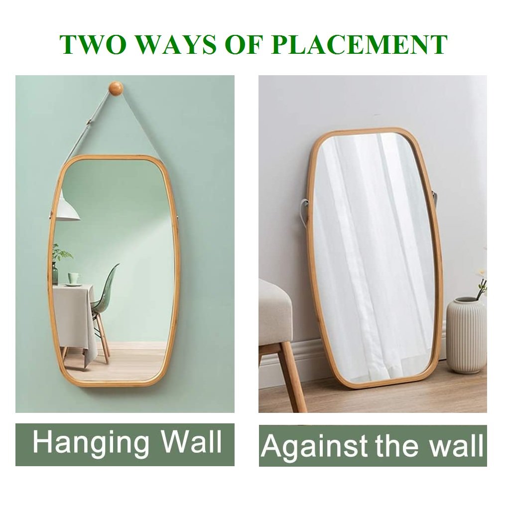 CARLA HOME Hanging Full LengthWall Mirror - Solid Bamboo Frame and