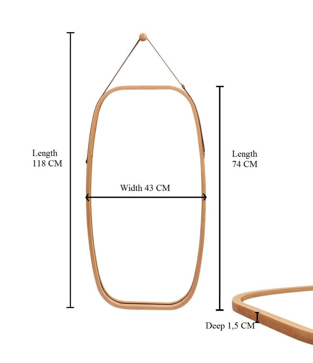 CARLA HOME Hanging Full LengthWall Mirror - Solid Bamboo Frame and