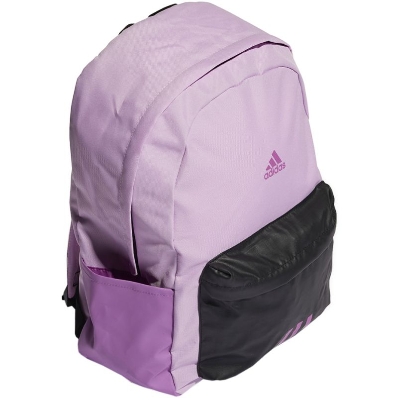 Start2Finish Adidas Classic Badge of Sport 3-Stripes backpack with large logo, adjustable straps, and zippered compartments.