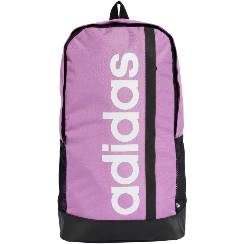 Start2Finish Adidas Essentials Linear IZ1902 backpack with multiple compartments and adjustable straps, black fabric with logo details.
