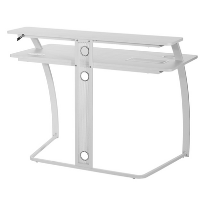 Start2Finish Code30 Battlestation Gaming Desk with spacious surface, cable management, and sturdy black metal frame for gaming setup.