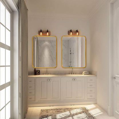 Rectangular metal frame wall mirror by Start2Finish, ideal for bathroom, bedroom, or entryway decor, reflecting a modern style.