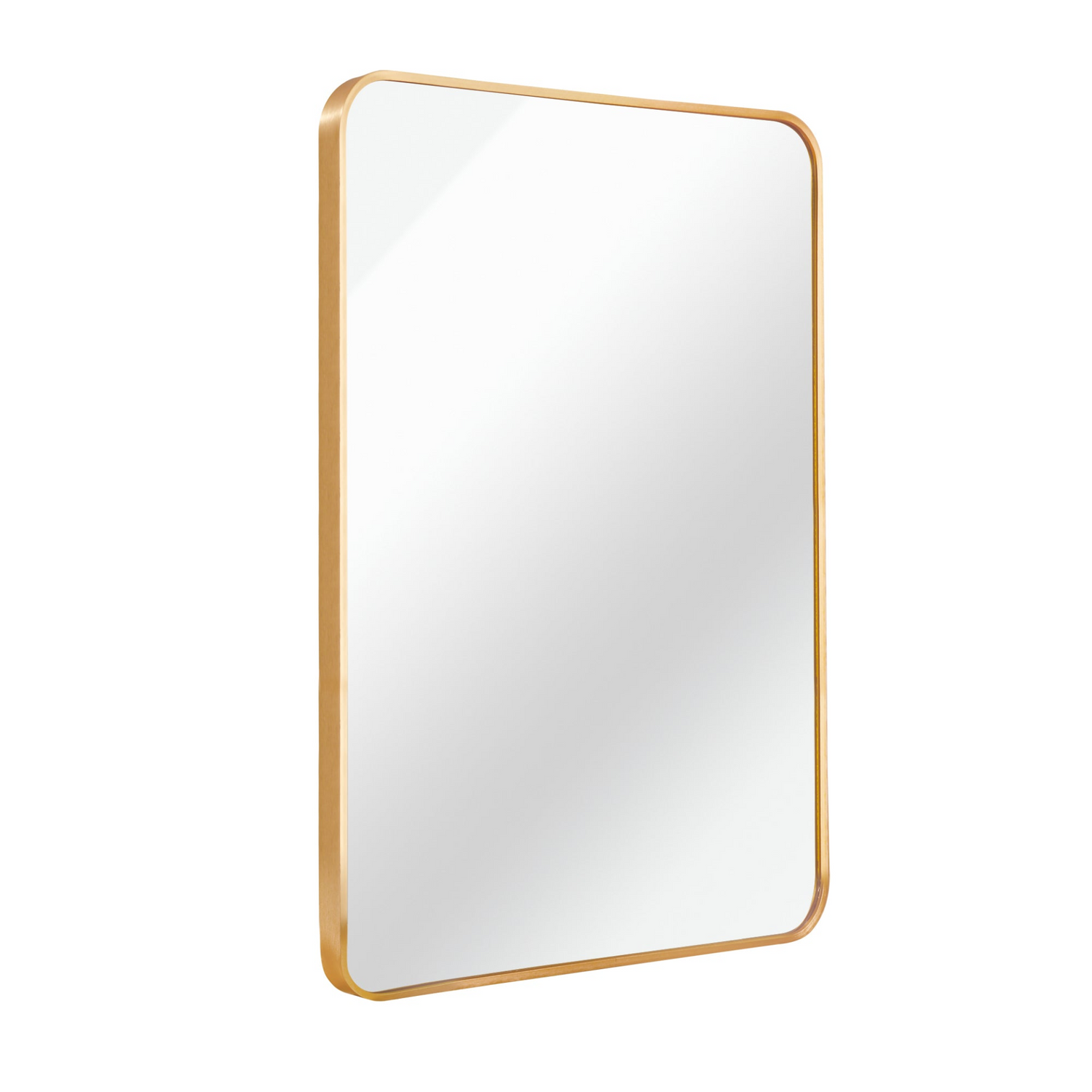 Rectangular metal frame wall mirror for bathroom, bedroom, or entryway decor, with sleek silver finish and clear reflective surface.