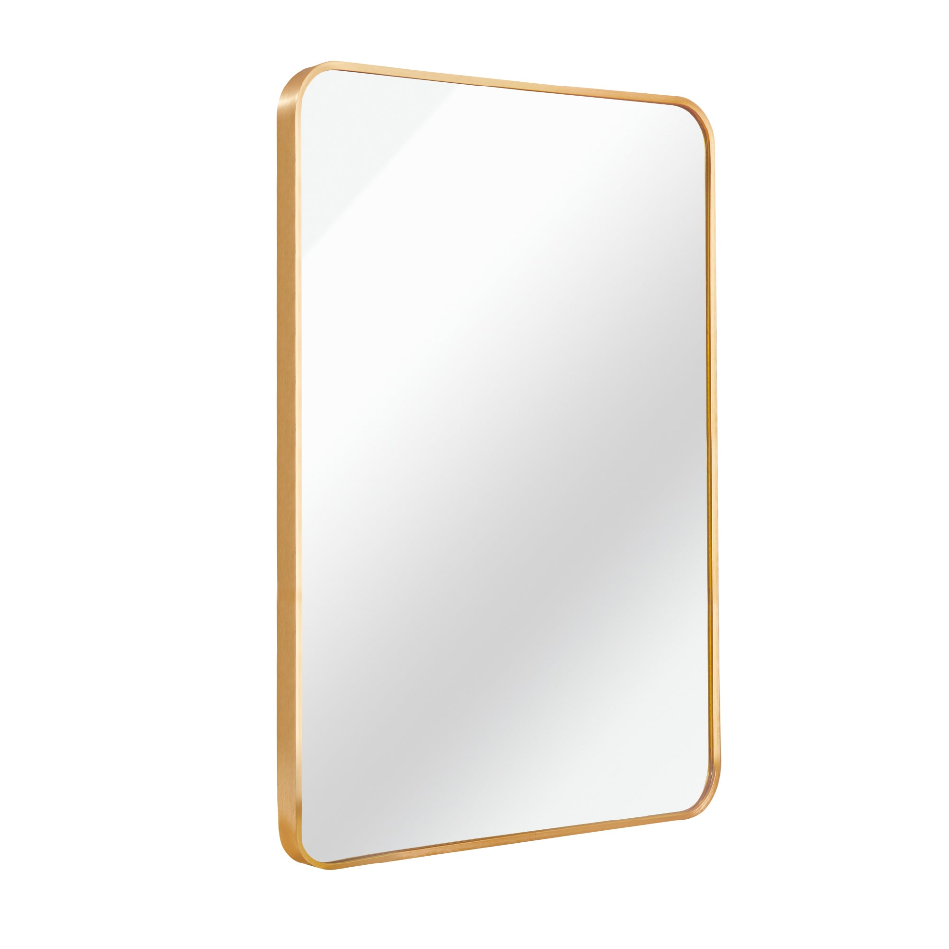 Rectangular metal frame wall mirror for bathroom, bedroom, or entryway decor, with sleek silver finish and clear reflective surface.
