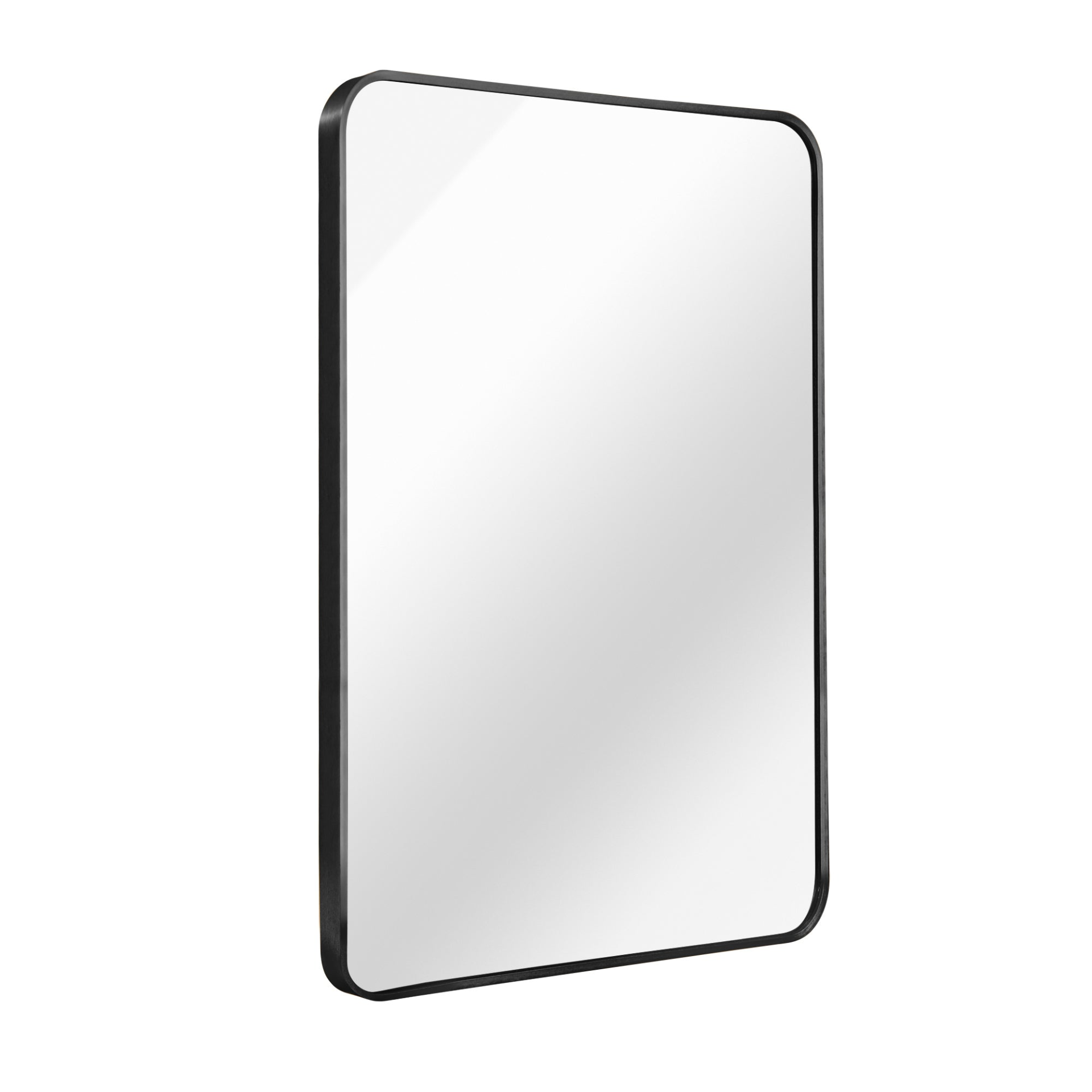 Rectangular metal frame wall mirror for bathroom, bedroom, or entryway decor, with sleek design and polished finish.