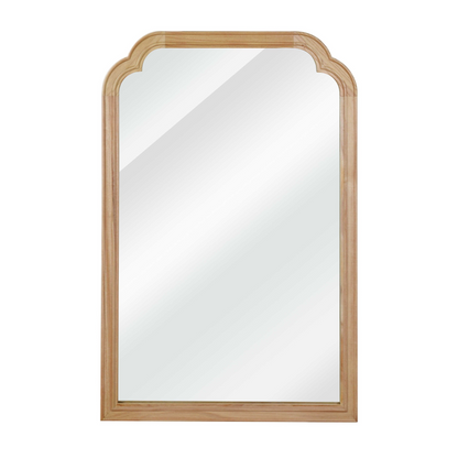 Start2Finish rounded corner solid wood wall mirror with smooth frame, suitable for bathroom, bedroom, entryway, or living room decor.