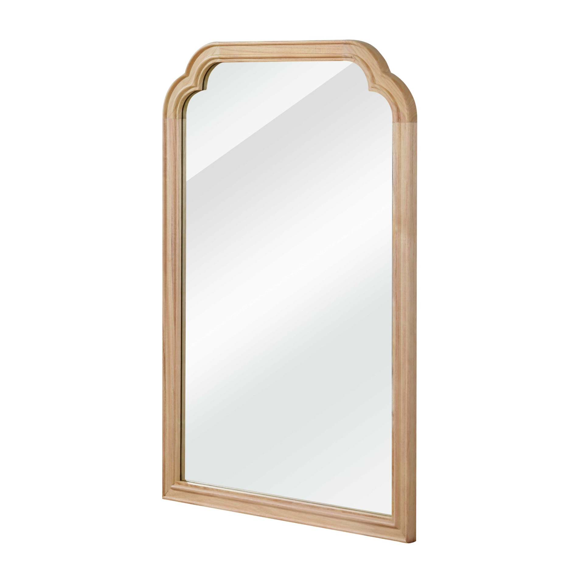 Start2Finish rounded corner solid wood wall mirror with a sleek frame, perfect for bathroom, bedroom, entryway, or living room decor.