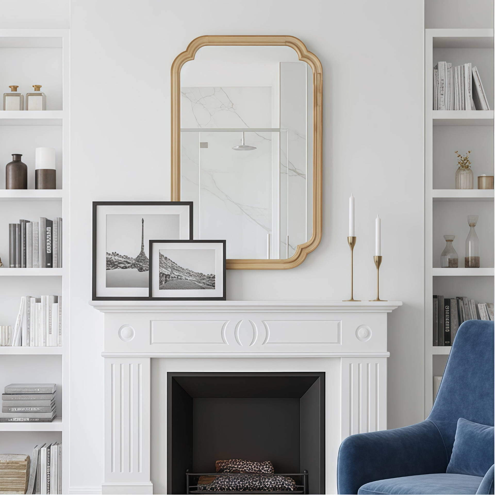 Start2Finish rounded corner solid wood wall mirror with clean design, suitable for bathroom, bedroom, entryway, or living room decor.