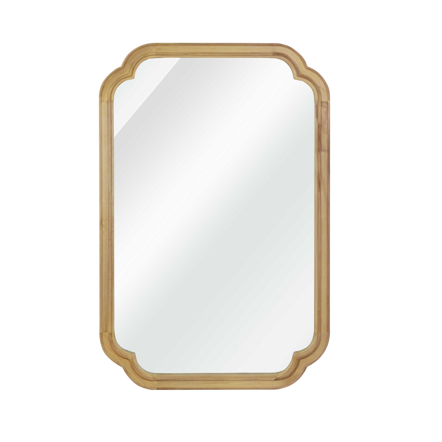 Start2Finish rounded corner solid wood wall mirror with natural finish, suitable for bathroom, bedroom, entryway, or living room decor.