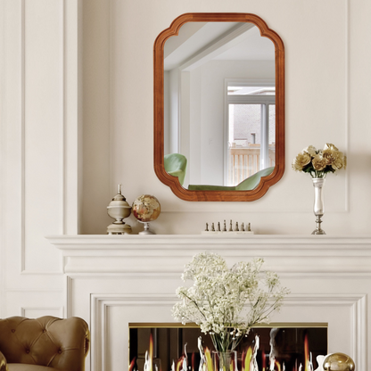 Start2Finish rounded corner solid wood wall mirror with a stylish frame, ideal for bathroom, bedroom, entryway, or living room decor