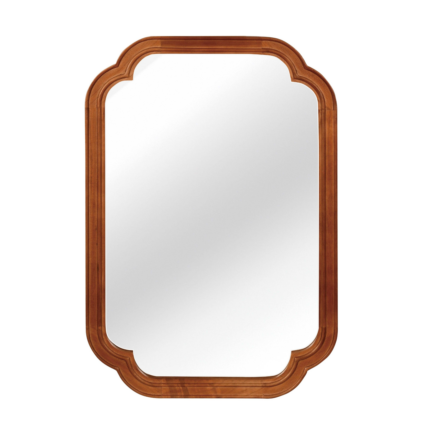 Start2Finish rounded corner solid wood wall mirror with a natural finish, suitable for bathroom, bedroom, entryway, or living room.