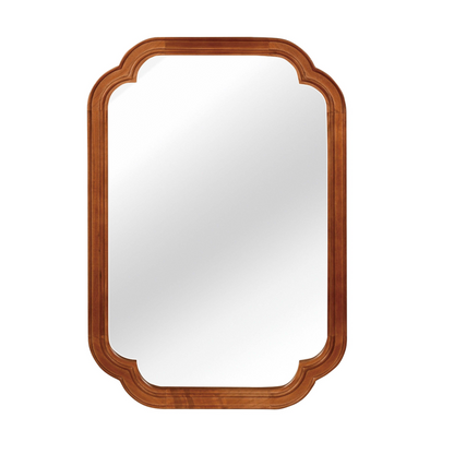 Start2Finish rounded corner solid wood wall mirror with a natural finish, suitable for bathroom, bedroom, entryway, or living room.