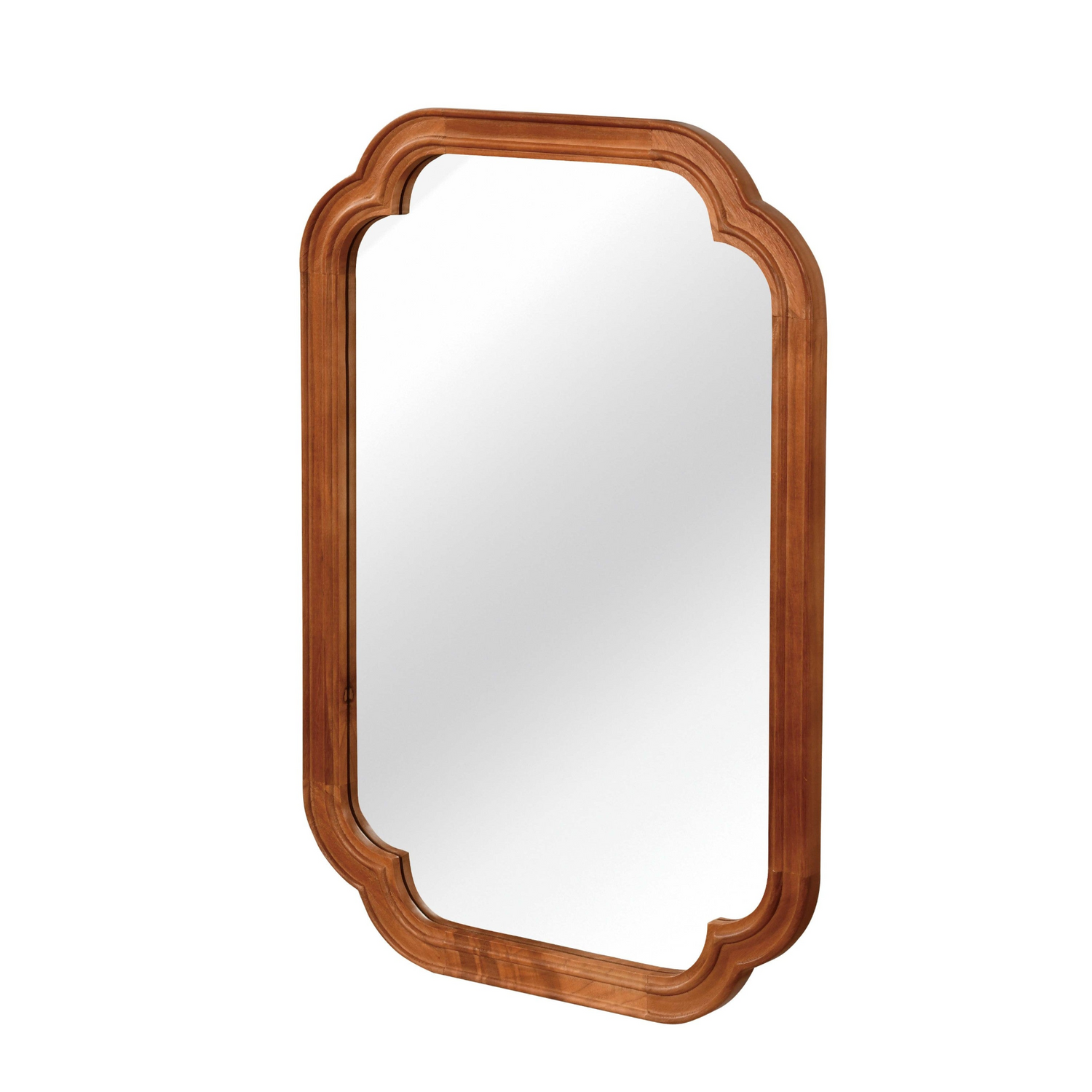 Start2Finish rounded corner solid wood wall mirror with a natural finish, ideal for bathroom, bedroom, entryway, or living room decor.