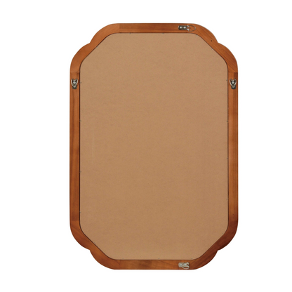 Start2Finish rounded corner solid wood wall mirror with a natural wood frame, suitable for bathroom, bedroom, or entryway decor.