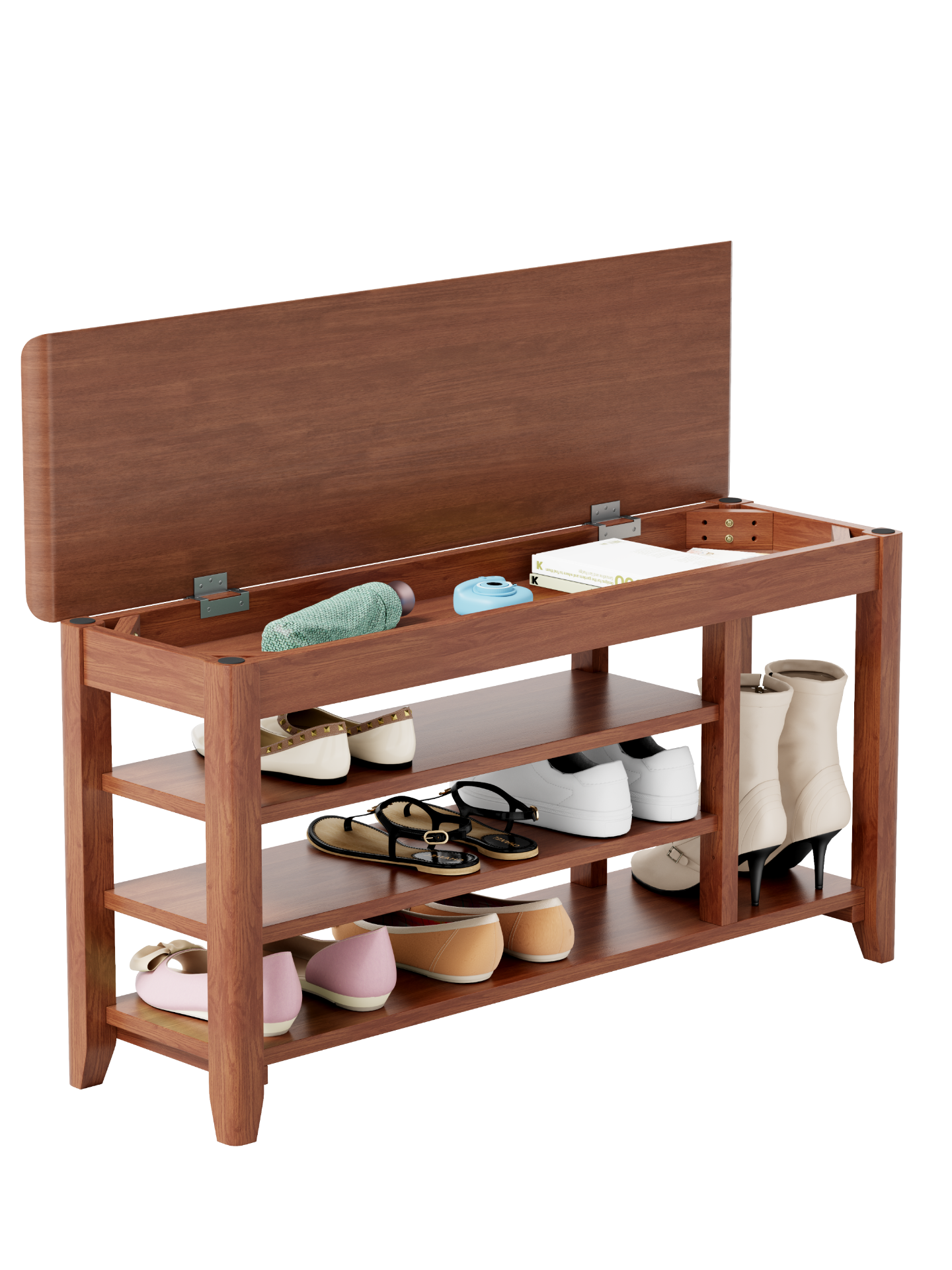 Full-length rotating mirror with coat rack, solid walnut wood, adjustable sizes, ideal for bedroom, entryway, or dressing area.