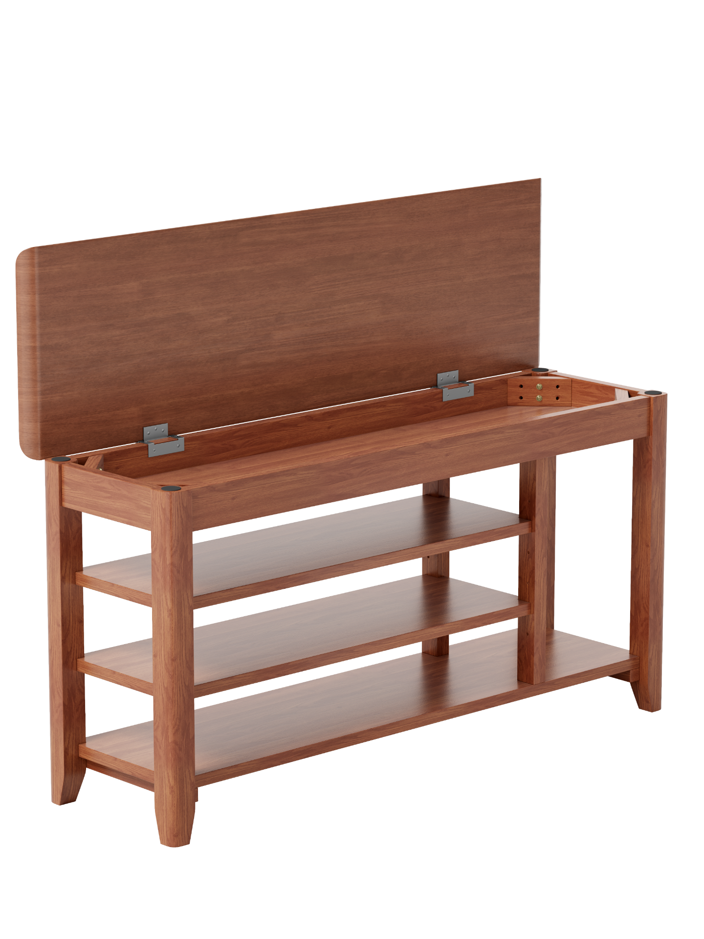 Solid wood walnut rotating full-length mirror with coat rack and storage, available in 31.5" and 39.37" sizes for bedroom or entryway.