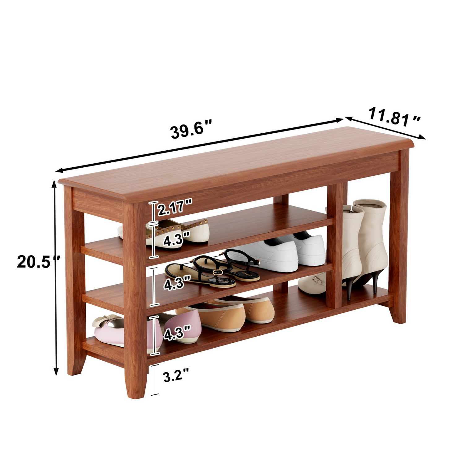 Start2Finish rotating full-length mirror with walnut coat rack, adjustable sizes, ideal for bedroom, entryway, or dressing area.