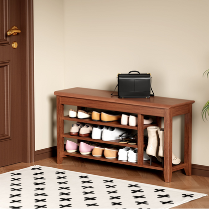 Rotating full-length walnut wood mirror with coat rack and storage, available in 31.5" and 39.37" sizes for bedroom or entryway.