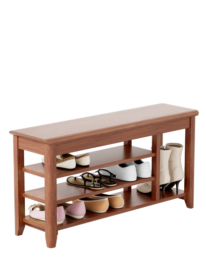 Solid walnut full-length mirror with coat rack and storage, adjustable size options, ideal for bedroom, entryway, or dressing area.
