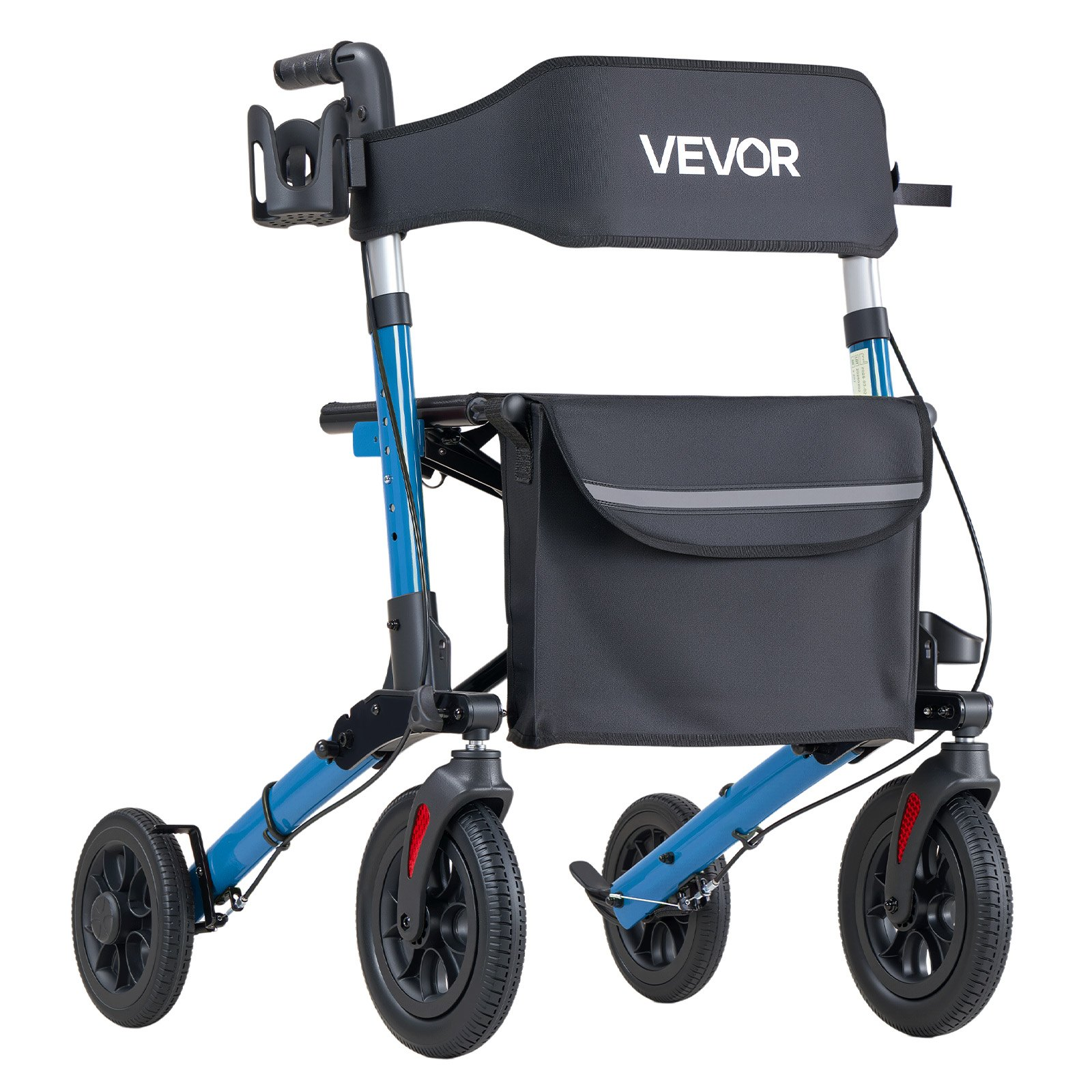 Start2Finish VEVOR rollator walker with seat, lightweight aluminum frame, PU wheels, adjustable handles, cup and cane holder.