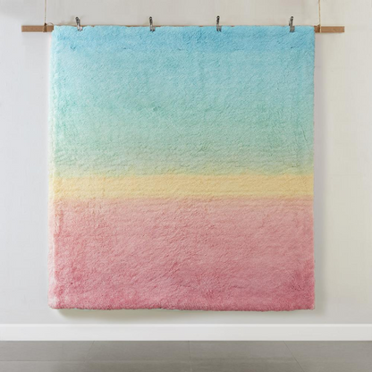 Ombre shaggy faux fur comforter set by Start2Finish featuring a soft, plush, multicolored shaggy faux fur bedding ensemble.