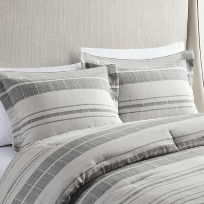 Start2Finish 4-piece stripe comforter set with matching throw pillow, featuring bold striped patterns and soft bedding fabric.
