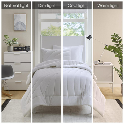 Start2Finish Poly Jersey Puffy Comforter Set with soft, quilted fabric and matching pillow shams for cozy bedroom decor.
