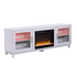 White walnut finish Summit 70-inch TV stand with fireplace by Start2Finish, featuring storage compartments and a modern design.
