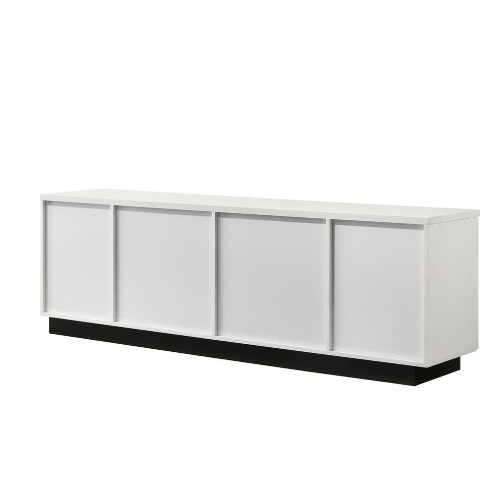 Start2Finish Matilda 70.5-inch white TV stand with drawers, showcasing sleek design and ample storage space