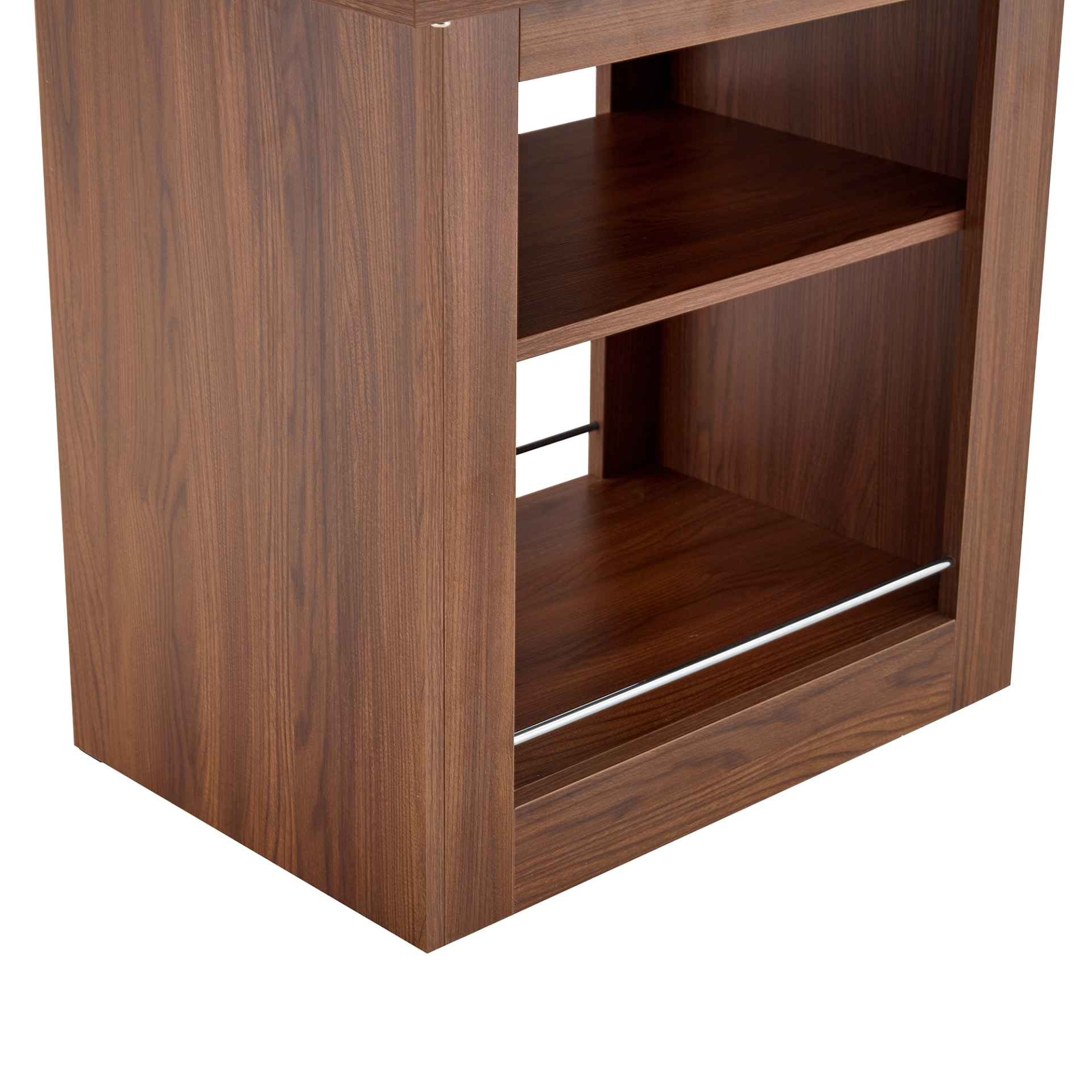 Rectangular MDF walnut dining table with storage and extendable leaves, ideal for dining rooms, kitchens, and apartments.
