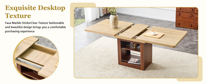 Rectangular MDF walnut dining table with storage, expandable for kitchen or apartment dining, by Start2Finish.