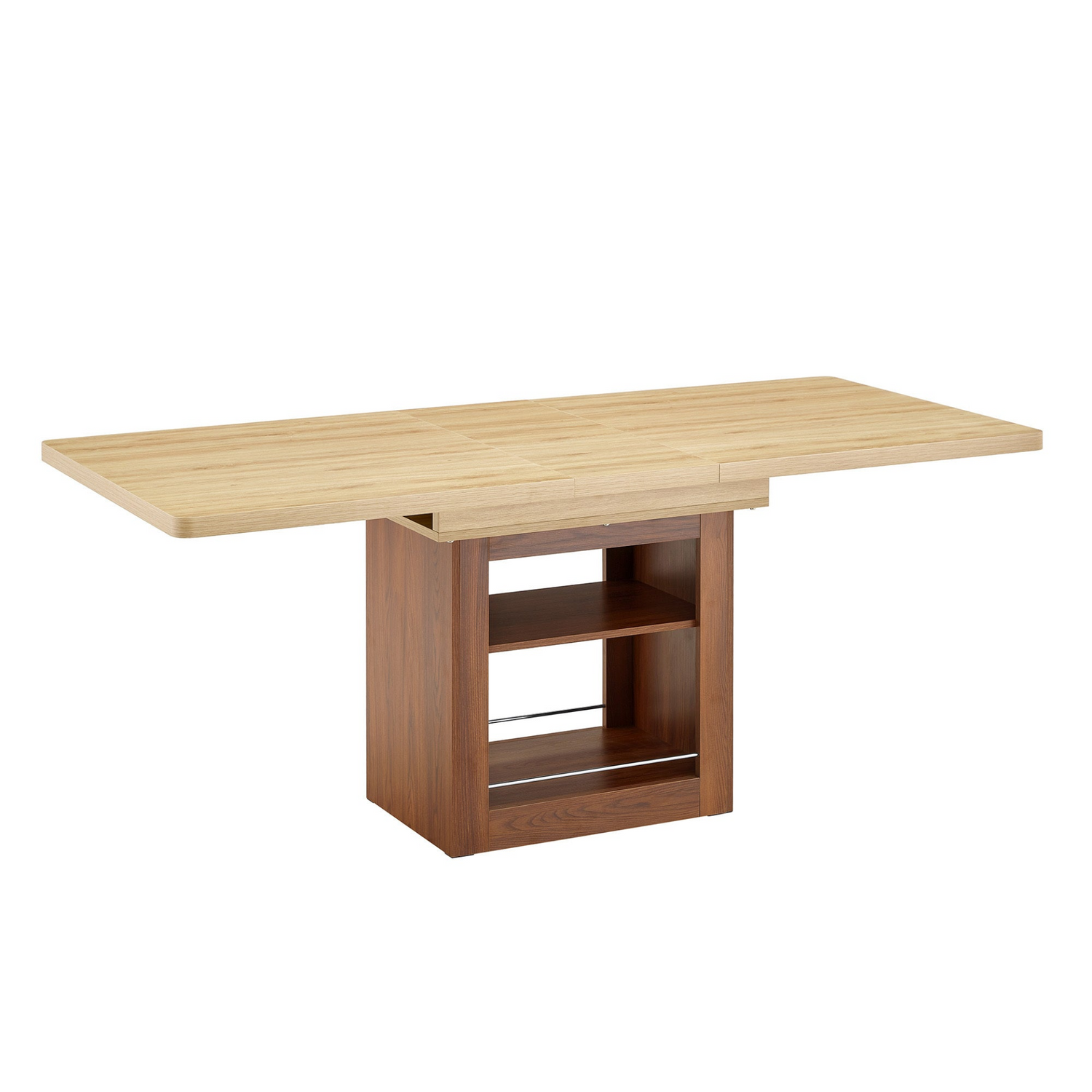 Start2Finish rectangular MDF walnut dining table with storage and extendable leaves, ideal for dining rooms, kitchens, or apartments.