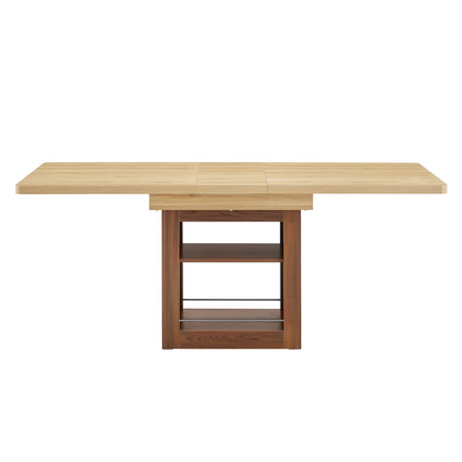 Rectangular MDF walnut dining table with storage, expandable for kitchen, dining room, or apartment dining by Start2Finish