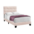 Pink velvet twin size upholstered bed frame with a transitional design from Start2Finish, showcasing a sleek and modern style.