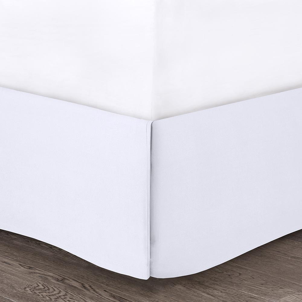 Start2Finish Celeste 5-piece microfiber ruffled comforter set in white, featuring soft, ruffled bedding with decorative pillows.