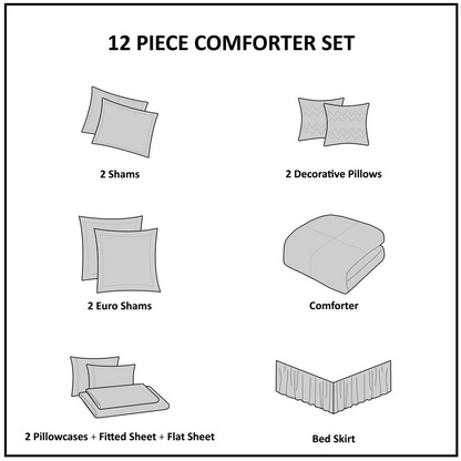 Start2Finish 12-piece comforter set with cotton bed sheets, featuring a cozy duvet and matching pillowcases in a stylish design.